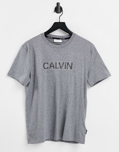 Серая меланжевая футболка с логотипом Calvin Klein-Серый