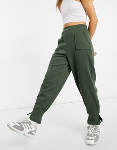 Брюки-галифе из твила цвета хаки с манжетами на завязках ASOS DESIGN-Зеленый цвет