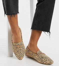 Леопардовые туфли на плоской подошве с цепочкой RAID Wide Fit Lane-Многоцветный