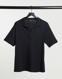 Черная футболка-поло в стиле oversized с декоративным воротником ASOS DESIGN-Черный