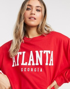 Красный свитшот с принтом "Atlanta" New Look