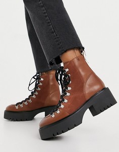Светло-коричневые походные ботинки из замши ASOS DESIGN Alison premium-Коричневый цвет