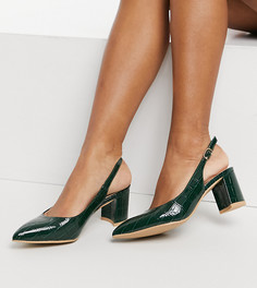 Зеленые туфли на каблуке из искусственной кожи под крокодила RAID Wide Fit Rublina-Зеленый цвет