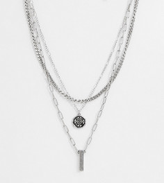 Многоярусное ожерелье с медальоном в римском стиле Reclaimed Vintage Inspired-Серебристый