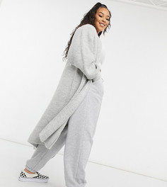 Серый кардиган макси без застежки ASOS DESIGN Curve