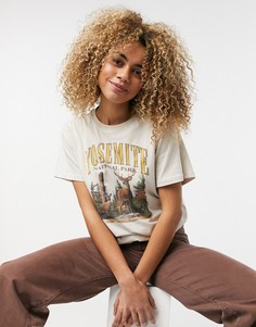 Oversize-футболка с графическим винтажным принтом "Yosemite" Minga London-Белый