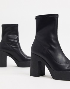 Черные ботильоны на платформе Stradivarius-Черный цвет