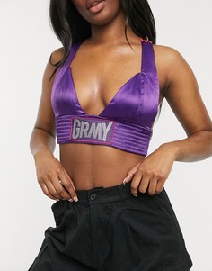Бралетт с перекрестной спинкой и логотипом из стразов Grimey-Фиолетовый цвет
