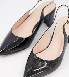 Черные туфли на каблуке из искусственной кожи под крокодила RAID Wide Fit Rubina-Черный цвет