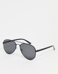 Черные солнцезащитные очки-авиаторы с дымчатыми линзами ASOS DESIGN-Черный цвет