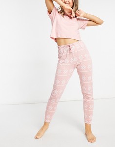 Розовая пижама из футболки и брюк Brave Soul-Розовый цвет