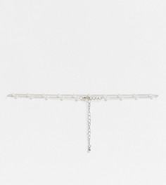 Эксклюзивное серебристое ожерелье-чокер с искусственным жемчугом DesignB London-Серебристый