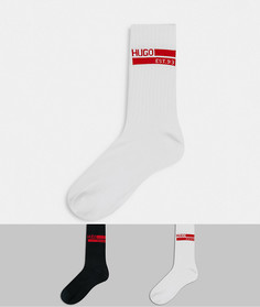 Подарочный набор из 2 пар черных и белых спортивных носков с логотипом HUGO-Многоцветный