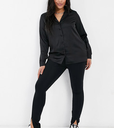 Черные зауженные брюки с разрезами у щиколотки ASOS DESIGN Curve-Черный цвет