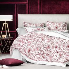 Комплект постельного белья Togas Розетта Двуспальный евро белый с розовым