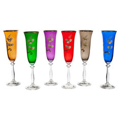 Набор бокалов для шампанского Анжела V0011Q Арлекино 6 шт Bohemia Glass