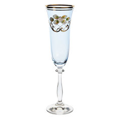 Набор бокалов для шампанского Анжела голубой 6 шт Bohemia Glass
