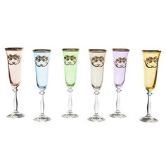 Набор бокалов для шампанского Анжела V0023Q Арлекино 6 шт Bohemia Glass
