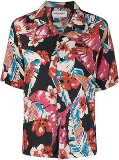 Saint Laurent рубашка с цветочным принтом