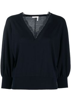 Chloé топ с кружевом и V-образным вырезом