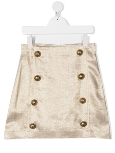 Balmain Kids юбка мини с эффектом металлик
