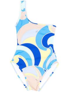 Emilio Pucci Junior купальник на одно плечо с абстрактным принтом