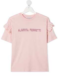 Alberta Ferretti Kids футболка с оборками и логотипом