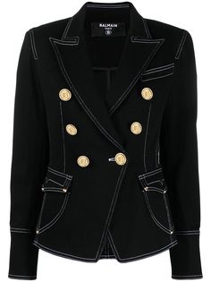 Balmain джинсовая куртка с декоративной строчкой
