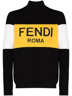 Fendi свитер с высоким воротником и логотипом