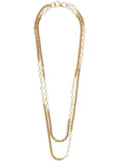 Chanel Pre-Owned цепочное колье с жемчугом