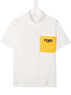 Fendi Kids рубашка поло с нашивкой-логотипом