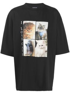 Balenciaga футболка оверсайз с принтом I Love Cats