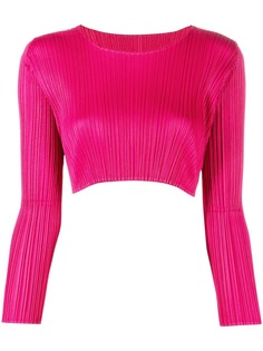 Pleats Please Issey Miyake плиссированный укороченный топ с длинными рукавами