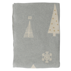 Плед из хлопка с новогодним рисунком сhristmas tree из коллекции new year essential, 130х180 см (tkano) серый 180.0x130.0 см.