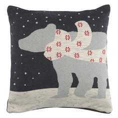 Чехол на подушку вязаный с новогодним рисунком рolar bear из коллекции new year essential, 45х45 см (tkano) бежевый 45.0x45.0 см.