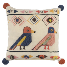 Чехол на подушку в этническом стиле с помпонами и вышивкой птицы из коллекции еthnic, 45х45 см (tkano) мультиколор 45.0x45.0 см.