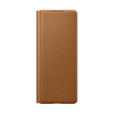 Чехол (клип-кейс) Samsung Leather Flip Cover, для Samsung Galaxy Z Fold2, коричневый [ef-ff916laegru]