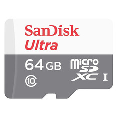 Карта памяти microSDXC UHS-I Sandisk Ultra 64 ГБ, 100 МБ/с, Class 10, SDSQUNR-064G-GN3MN, 1 шт.
