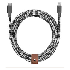 Кабель Native Union, Lightning (m) - USB Type-C (m), 3м, MFI, черный / белый [belt-kv-cl-zeb-3] Noname