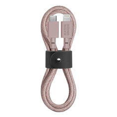 Кабель Native Union, Lightning (m) - USB Type-C (m), 1.2м, MFI, в оплетке, розовый [belt-kv-cl-rose-2] Noname