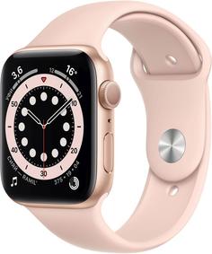 Умные часы Apple Watch Series 6, 44 мм, корпус из алюминия золотого цвета, спортивный ремешок