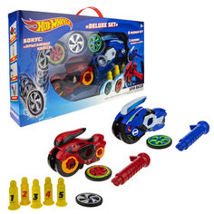 Игровой набор Hot Wheels Spin Racer Deluxe Set; 2 пусковых механизма + 3 диска; с аксессуарами; 16 см