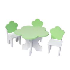 Аксессуары для кукол PAREMO Набор мебели для кукол &quot;Цветок&quot;: стол + стулья, цвет: белый/салатовый (PFD120-46)