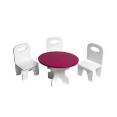 Аксессуары для кукол PAREMO Набор мебели для кукол &quot;Классика&quot;: стол + стулья, цвет: белый/ягодный (PFD120-39)