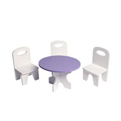 Аксессуары для кукол PAREMO Набор мебели для кукол &quot;Классика&quot;: стол + стулья, цвет: белый/фиолетовый (PFD120-40)