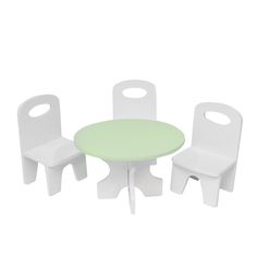 Аксессуары для кукол PAREMO Набор мебели для кукол &quot;Классика&quot;: стол + стулья, цвет: белый/салатовй (PFD120-41)