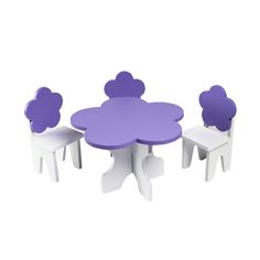 Аксессуары для кукол PAREMO Набор мебели для кукол &quot;Цветок&quot;: стол + стулья, цвет: белый/фиолетовый (PFD120-45)