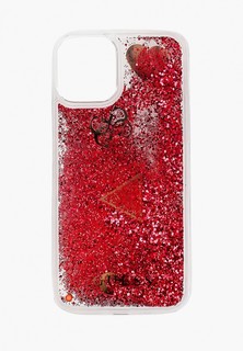 Чехол для iPhone Guess 12/12 Pro (6.1), Liquid Glitter Charms Raspberry