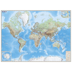 Настенная ламинированная карта Ди Эм Би Мир. Обзорная. 1:15М