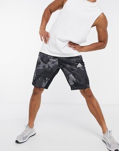 Серые шорты с камуфляжным принтом adidas Training-Серый